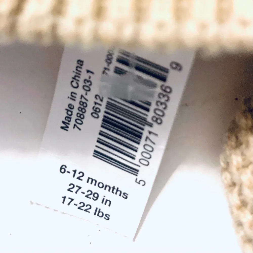 NWT GAP Baby Garter Bear Hat, Golden Khaki and white